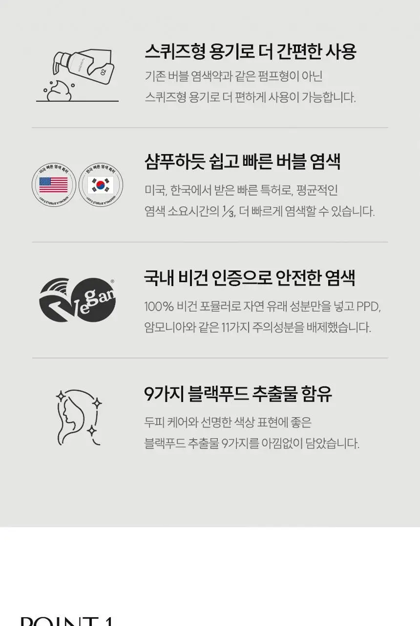 [새치염색 / 거품염색] 나인밀라 버블이지 비건 헤어컬러 염모제 2종 (흑갈색, 자연갈색) 상세페이지 6